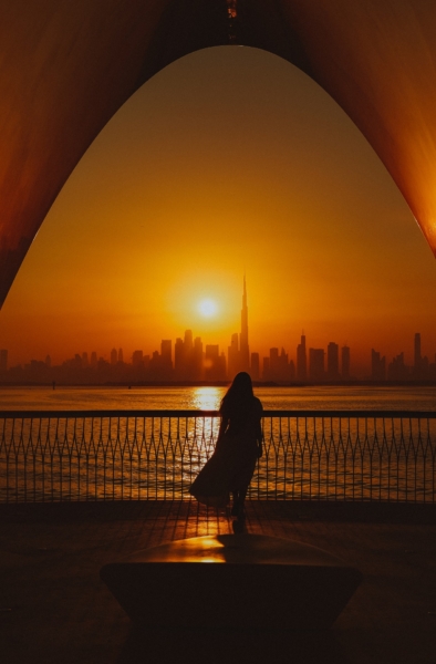 Watch the perfect sunset at Dubai Creek Harbor promenade