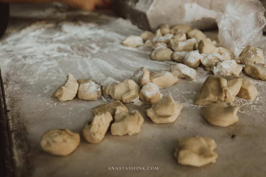 Close-up of dough balls ready for baking in a Mardin bakery.