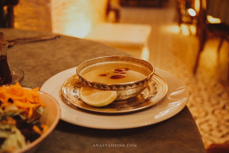 A bowl of soup served at Leyli Muse Mutfak restaurant in Mardin.