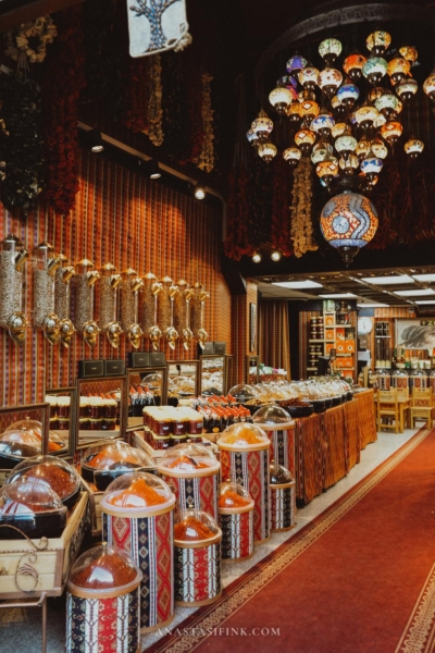 Interior view of the Copper Bazaar, displaying various copper items and traditional decor.