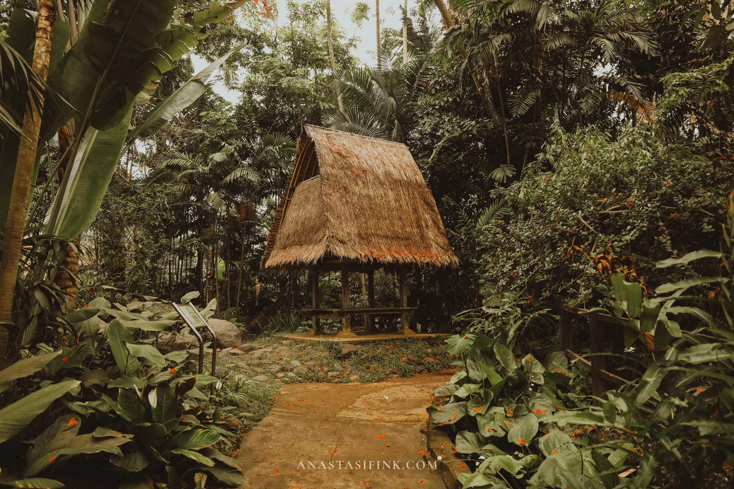 Traditional Balinese hut among greenery