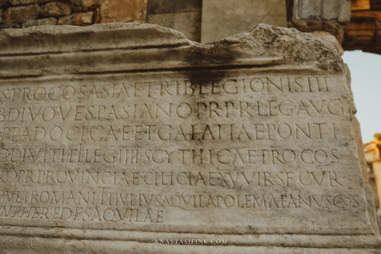 Latin inscription on marble listing the career of Celsus