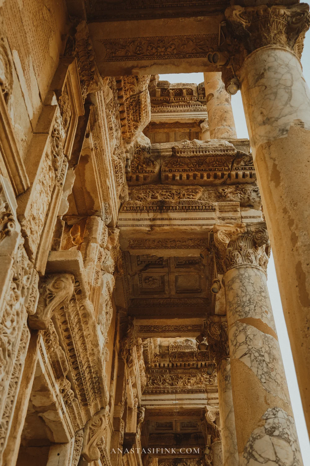 Details of the upper facade of the Library of Celsus