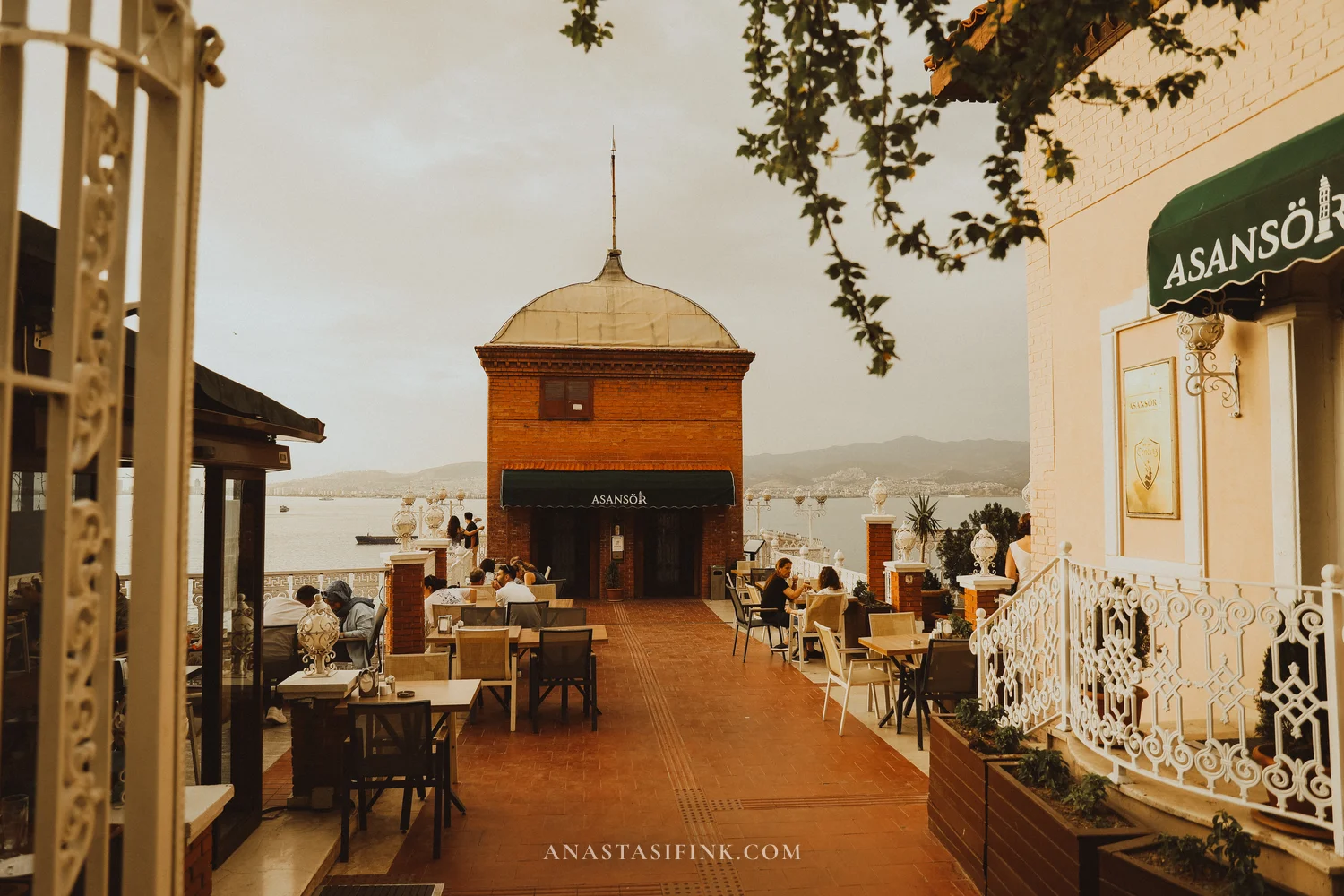 Restaurant terrace on top — have tea with a bay view