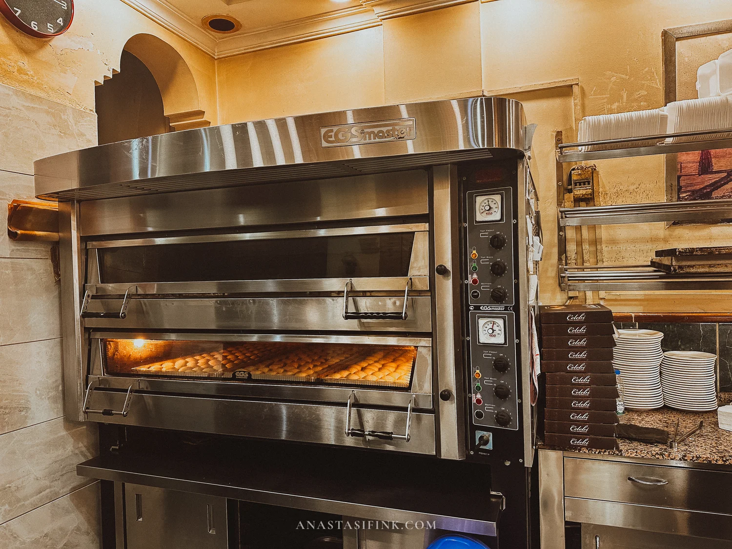 The oven runs nonstop — everything fresh, baked right in front of you