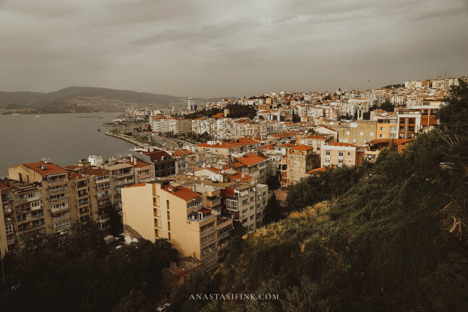 Izmir coastline panorama from Asansor height