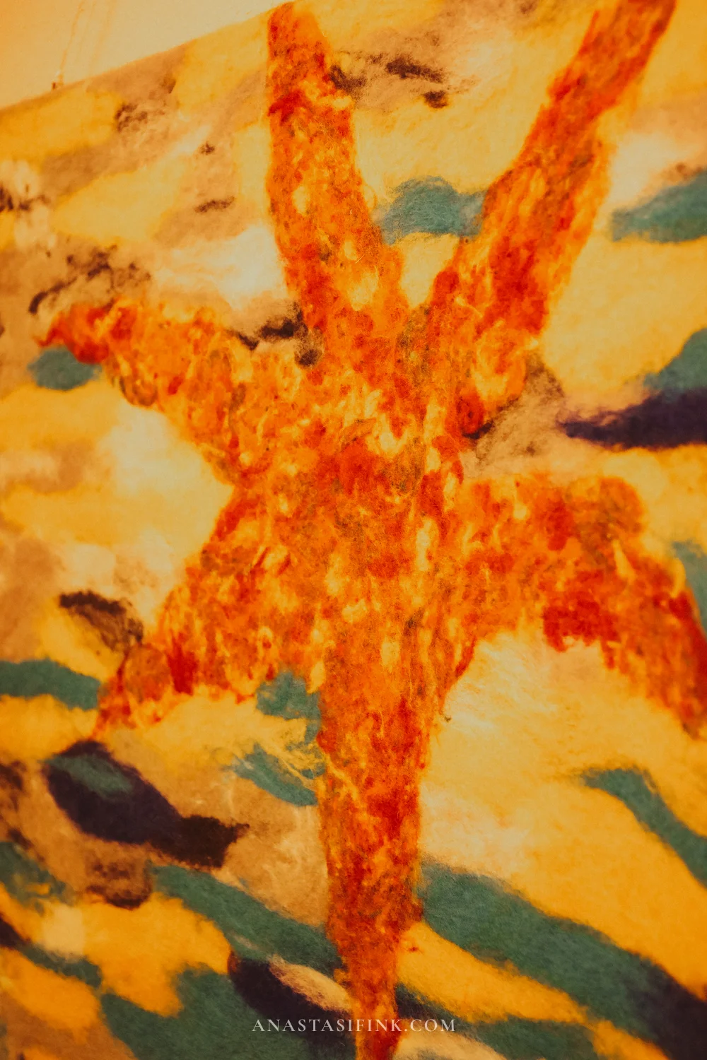 Dancing figure in felt — each work is unique