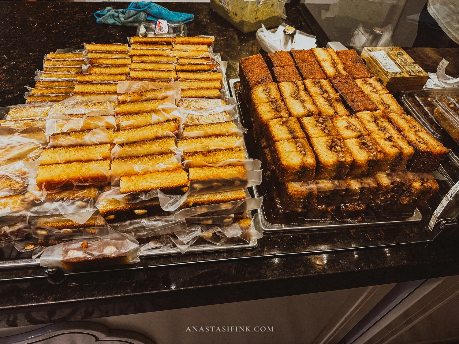Sambali close-up — golden semolina cake