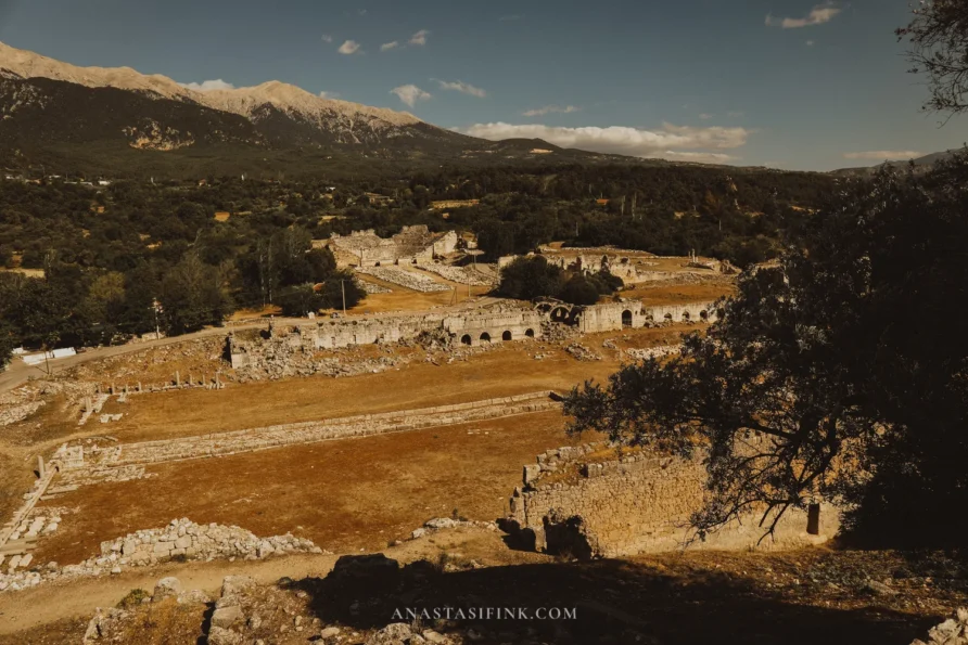 Stadium and mountains — panorama