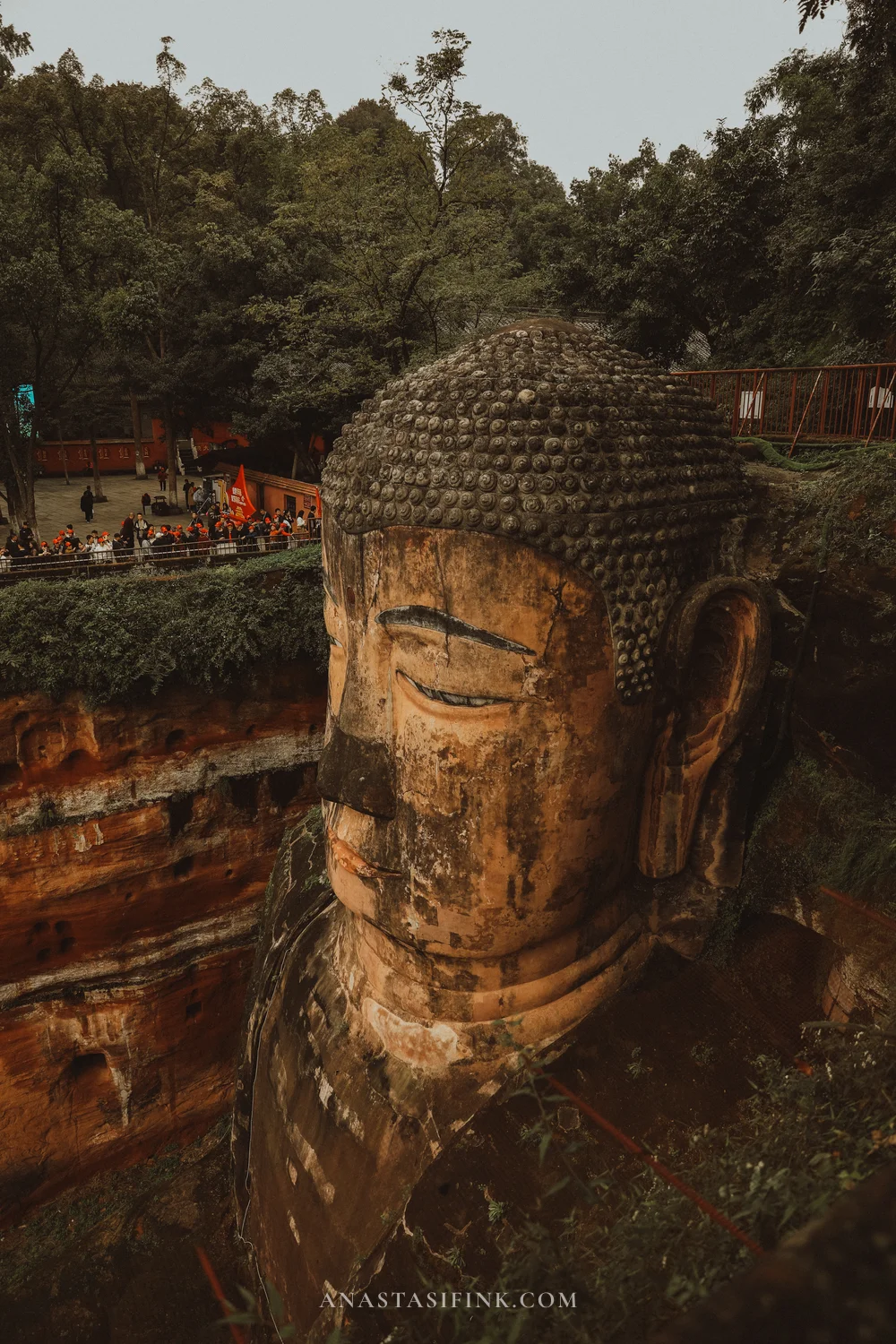 Head of the Leshan Giant Buddha from the upper viewing platform