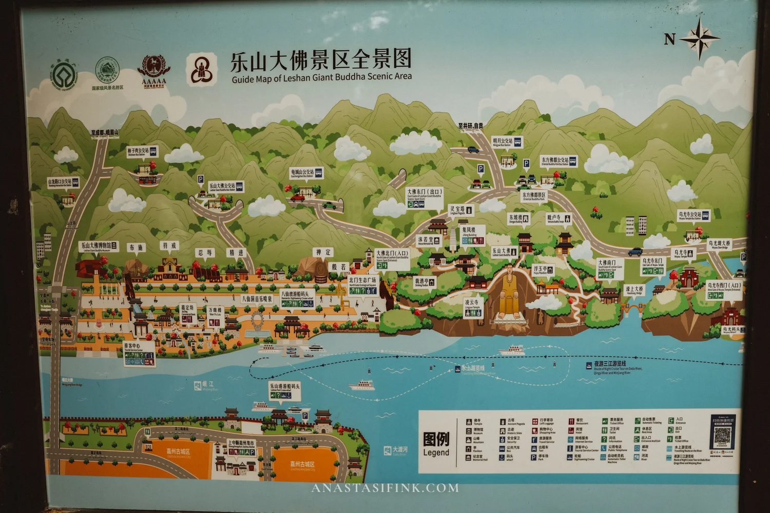 Green map of the Leshan Giant Buddha park