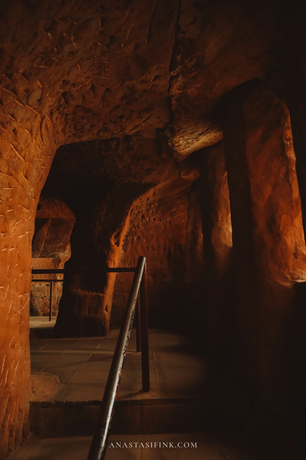 Cave in the rock with roughly hewn pillars