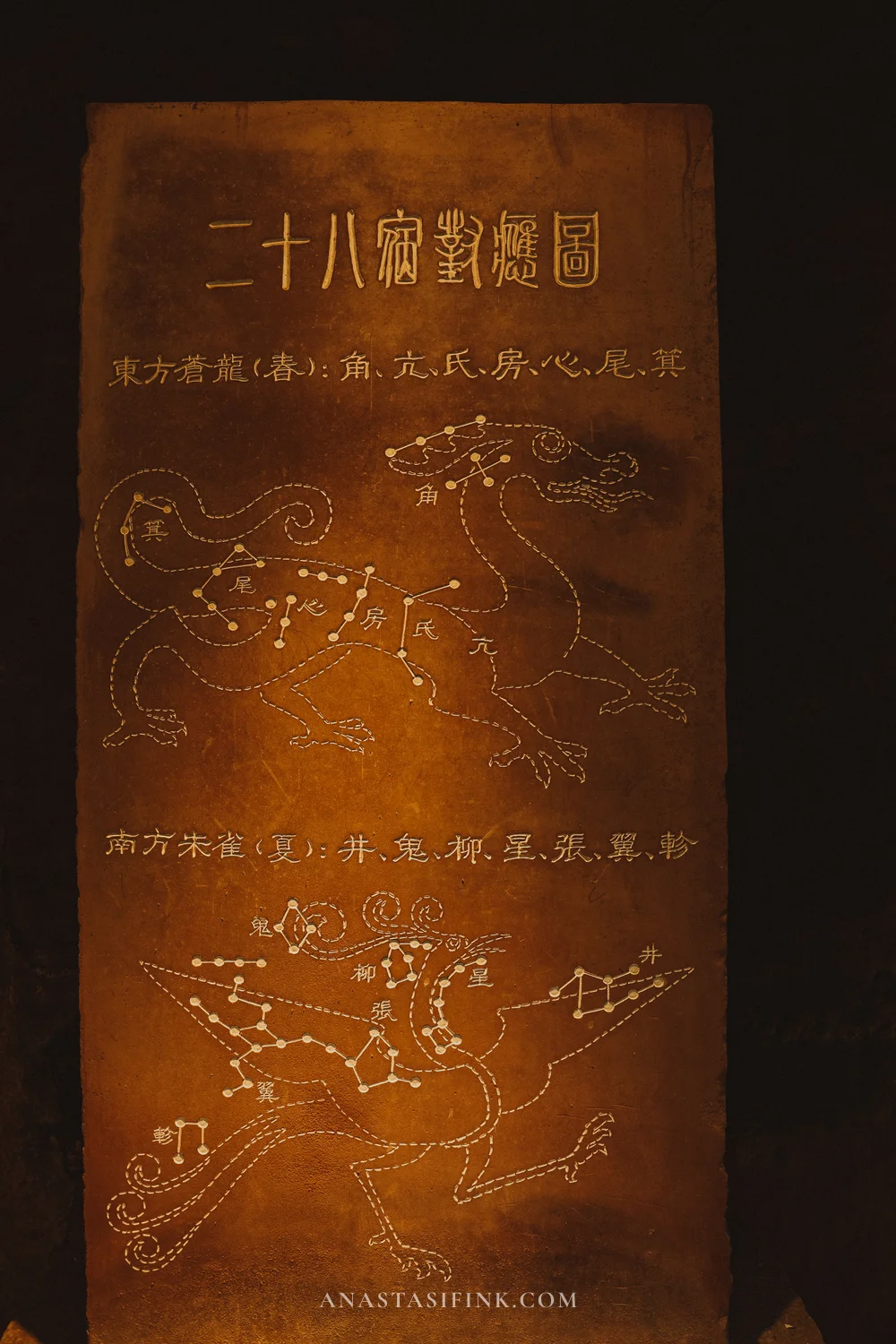 Stele with the Azure Dragon and Vermilion Bird constellations
